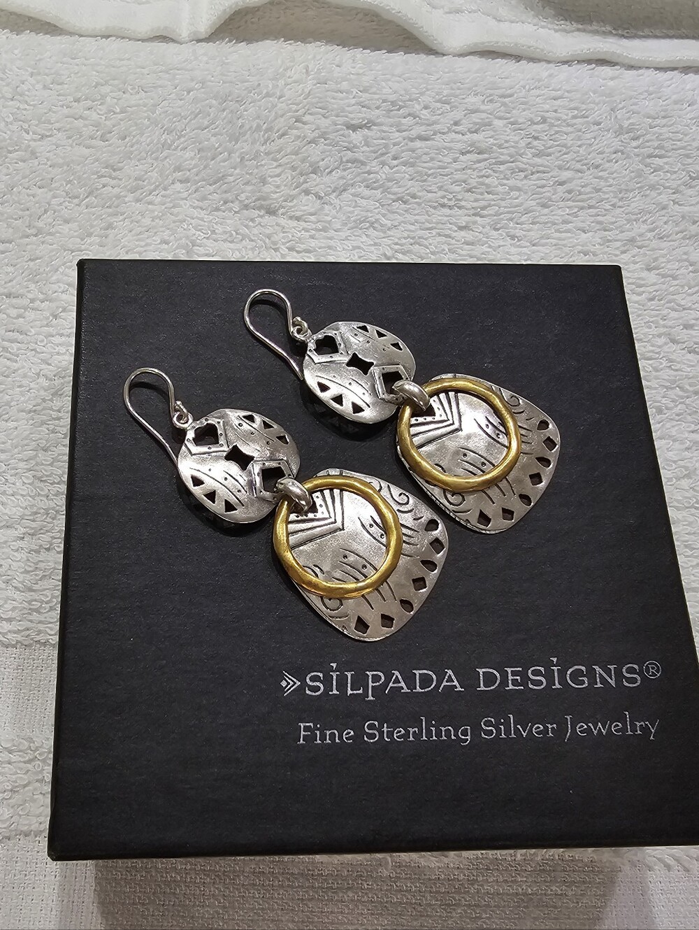 Silpada “Two to Tango” Earrings 925 Silver and Brass
